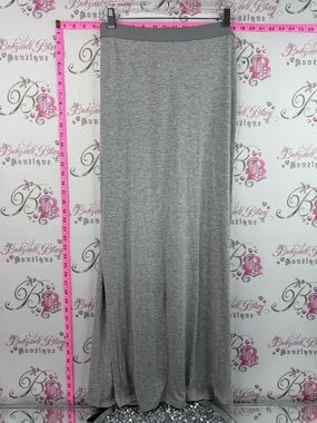 H&M long maxi skirt flowy stretchy Gray Maxi Skirt with Elastic Waistband